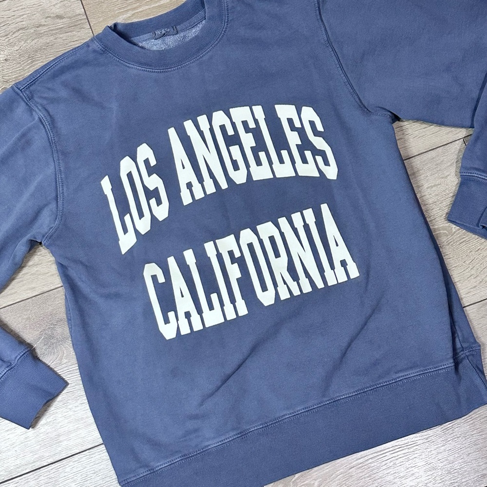 John Galt Brandy Melville Los Angeles Sweatshirt Vintage Blue - Picture 5 of 12
